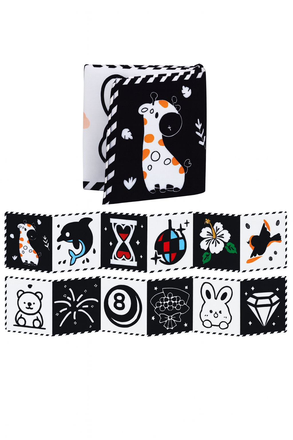 Livre d'éveil noir et blanc éventail